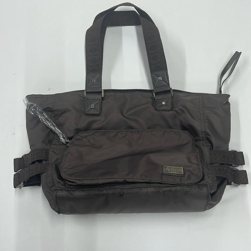 Kenneth Cole Reaction lightweight brown nylon tote satchel